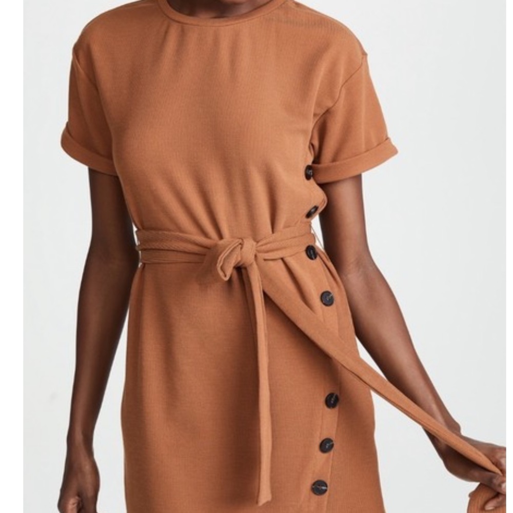 J.O.A. Brown Tie Front Sleeve Casual Dress - Picture 2 of 7